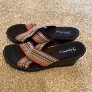 Skechers Memory Foam Striped Sandals Size 11